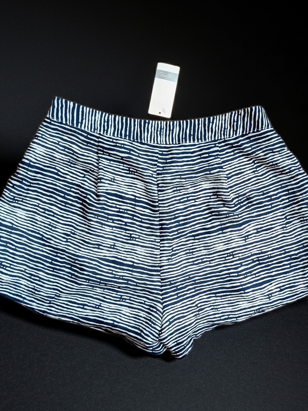 NWT L'Atiste By Amy High Waisted Striped Tailored Dressy Shorts L Navy White